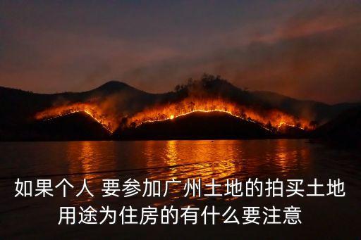如果個(gè)人 要參加廣州土地的拍買(mǎi)土地用途為住房的有什么要注意