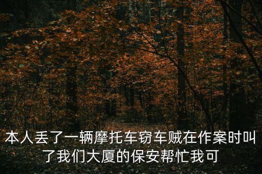 本人丟了一輛摩托車竊車賊在作案時叫了我們大廈的保安幫忙我可