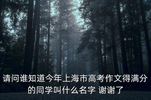 請問誰知道今年上海市高考作文得滿分的同學叫什么名字 謝謝了