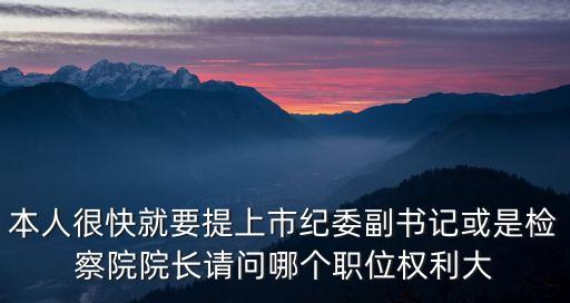 本人很快就要提上市紀委副書記或是檢察院院長請問哪個職位權利大