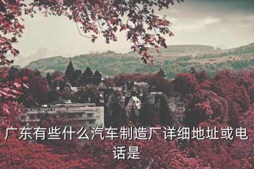 廣東有些什么汽車制造廠詳細(xì)地址或電話是