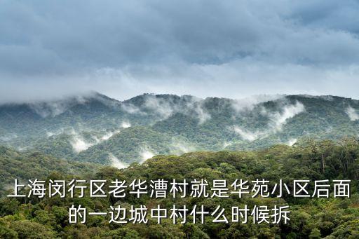 上海閔行區(qū)老華漕村就是華苑小區(qū)后面的一邊城中村什么時(shí)候拆