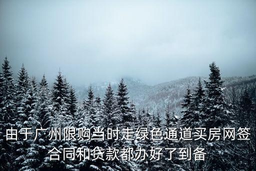 由于廣州限購(gòu)當(dāng)時(shí)走綠色通道買(mǎi)房網(wǎng)簽合同和貸款都辦好了到備