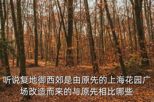 聽(tīng)說(shuō)復(fù)地御西郊是由原先的上?；▓@廣場(chǎng)改造而來(lái)的與原先相比哪些