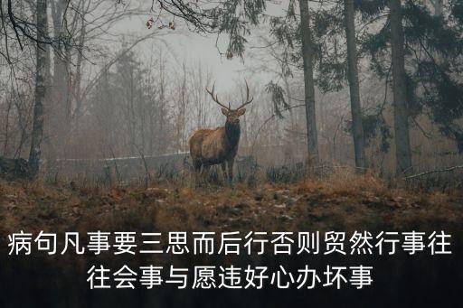 貿然行事，病句凡事要三思而后行否則貿然行事往往會事與愿違好心辦壞事