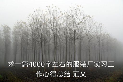 求一篇4000字左右的服裝廠實(shí)習(xí)工作心得總結(jié) 范文