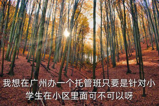我想在廣州辦一個托管班只要是針對小學生在小區里面可不可以呀