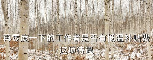 再零度一下的工作者是否有低溫補貼費這項待遇