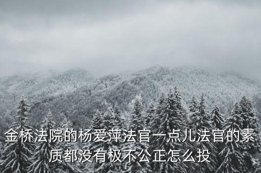 上海市浦東金橋法院法官，金橋法院的楊愛萍法官一點兒法官的素質都沒有極不公正怎么投