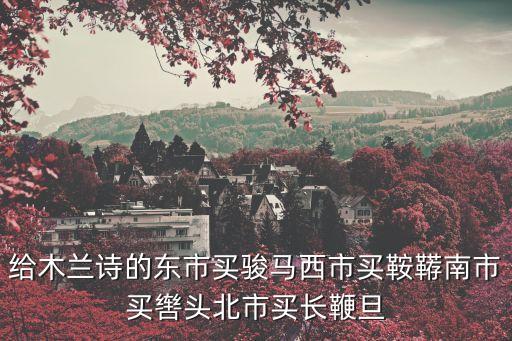 西市買鞍韉，阿爺無大兒木蘭無長兄愿為市鞍馬從此替爺征東市買駿