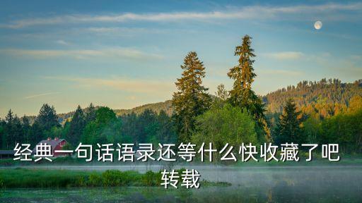 經典一句話語錄還等什么快收藏了吧 轉載