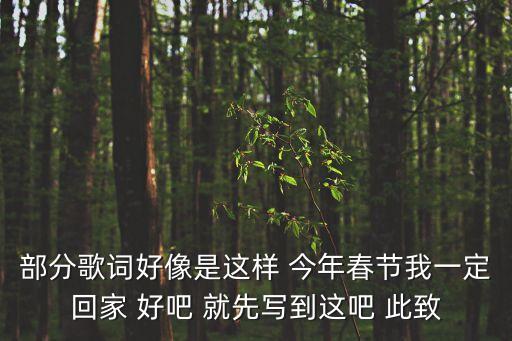 部分歌詞好像是這樣 今年春節(jié)我一定回家 好吧 就先寫到這吧 此致