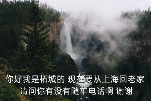 你好我是柘城的 現在要從上海回老家 請問你有沒有隨車電話啊 謝謝