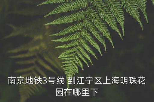 南京地鐵3號線 到江寧區上海明珠花園在哪里下