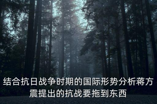 結合抗日戰爭時期的國際形勢分析蔣方震提出的抗戰要拖到東西