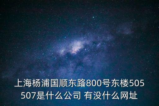 上海楊浦國(guó)順東路800號(hào)東樓505507是什么公司 有沒(méi)什么網(wǎng)址