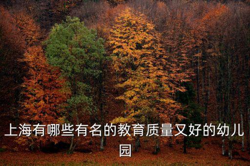 上海有哪些有名的教育質量又好的幼兒園