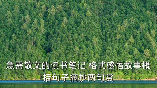 急需散文的讀書筆記 格式感悟故事概括句子摘抄兩句賞