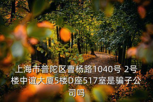 上海市普陀區曹楊路1040號 2號樓中誼大廈5樓D座517室是騙子公司嗎