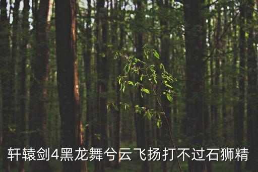 軒轅劍4黑龍舞兮云飛揚打不過石獅精