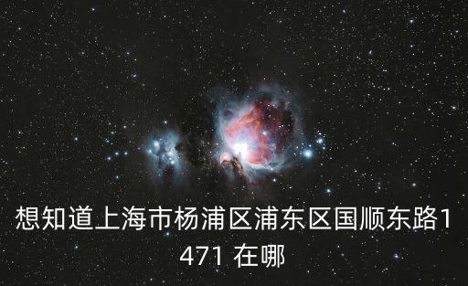想知道上海市楊浦區浦東區國順東路1471 在哪