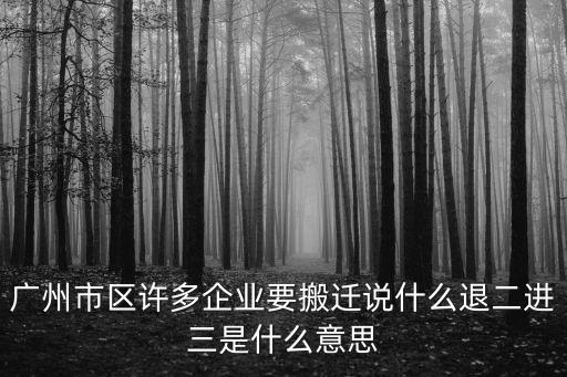 廣州市區許多企業要搬遷說什么退二進三是什么意思