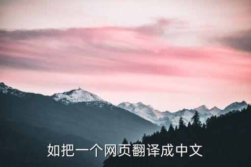 如把一個網頁翻譯成中文
