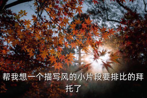 描寫風的優美段落，誰能寫出關于風的優美語段