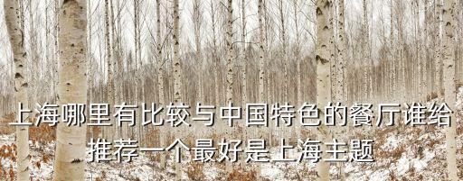 上海哪里有比較與中國(guó)特色的餐廳誰(shuí)給推薦一個(gè)最好是上海主題
