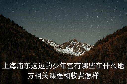 上海浦東這邊的少年宮有哪些在什么地方相關(guān)課程和收費(fèi)怎樣