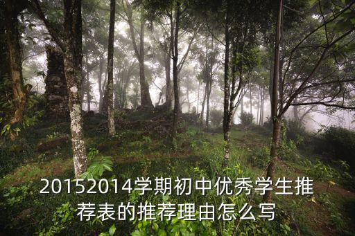 20152014學期初中優(yōu)秀學生推薦表的推薦理由怎么寫