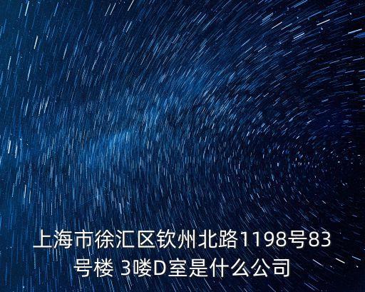 上海市徐匯區(qū)欽州北路1198號83號樓 3嘍D室是什么公司