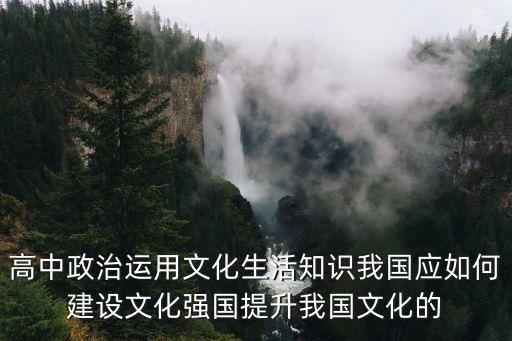 高中政治運用文化生活知識我國應如何建設文化強國提升我國文化的