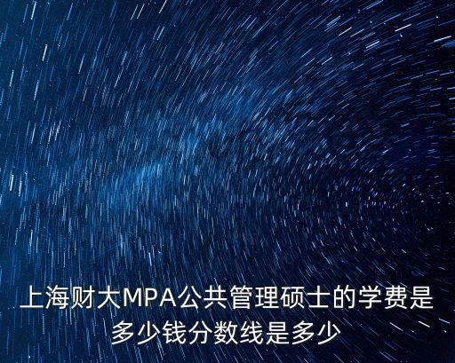 上海市mpa多少錢，上海交大MPA學費是多少