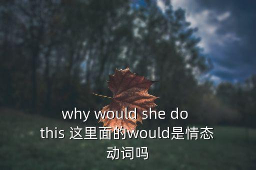 why would she do this 這里面的would是情態動詞嗎