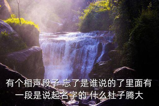 王寶童，有個(gè)相聲段子 忘了是誰說的了里面有一段是說起名字的 什么杜子騰大