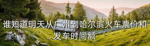 誰知道明天從廣州到哈爾濱火車票價和發車時間額