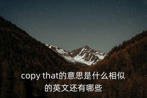 copy that的意思是什么相似的英文還有哪些
