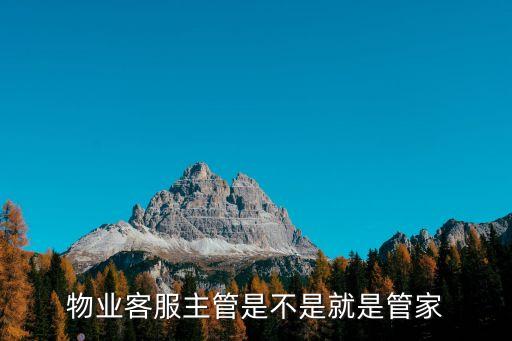 物業客服主管是不是就是管家
