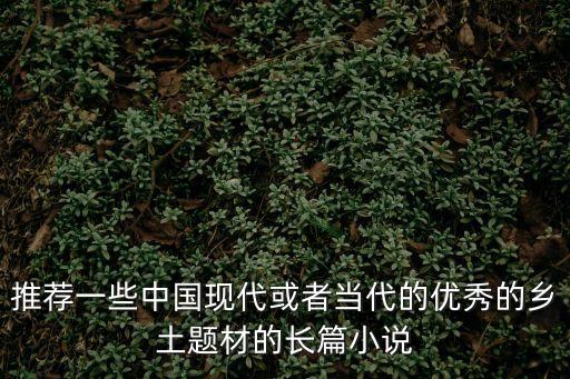 李伯勇，推薦一些中國現代或者當代的優秀的鄉土題材的長篇小說