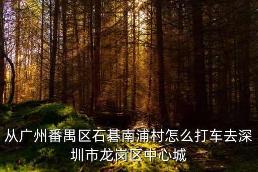 南埔村廣州，從廣州番禺區石碁南浦村怎么打車去深圳市龍崗區中心城