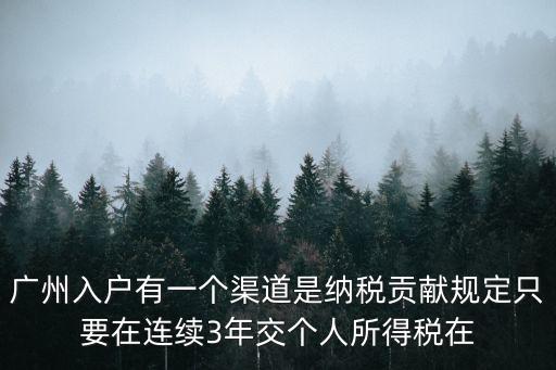 廣州追交三年個稅，廣州入戶有一個渠道是納稅貢獻規定只要在連續3年交個人所得稅在