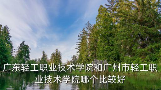 廣東輕工職業技術學院和廣州市輕工職業技術學院哪個比較好