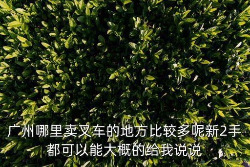 廣州哪里賣叉車的地方比較多呢新2手都可以能大概的給我說說