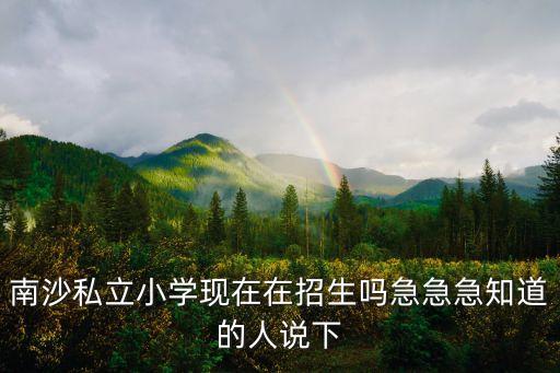 南沙私立小學現在在招生嗎急急急知道的人說下