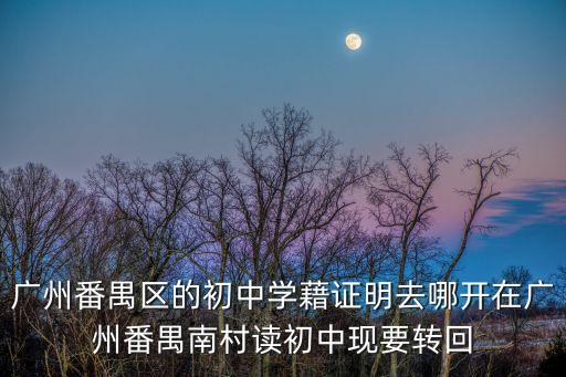 上海市僑聯(lián)齊傳勝，廣州番禺區(qū)的初中學(xué)藉證明去哪開在廣州番禺南村讀初中現(xiàn)要轉(zhuǎn)回