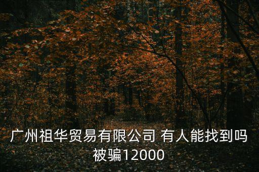 廣州祖華貿易有限公司 有人能找到嗎被騙12000