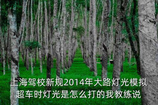 上海駕校新規2014年大路燈光模擬超車時燈光是怎么打的我教練說