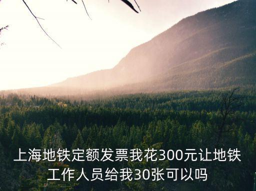 上海地鐵定額發票我花300元讓地鐵工作人員給我30張可以嗎