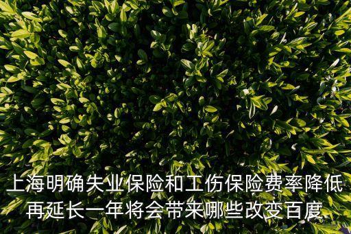 上海明確失業(yè)保險和工傷保險費率降低再延長一年將會帶來哪些改變百度
